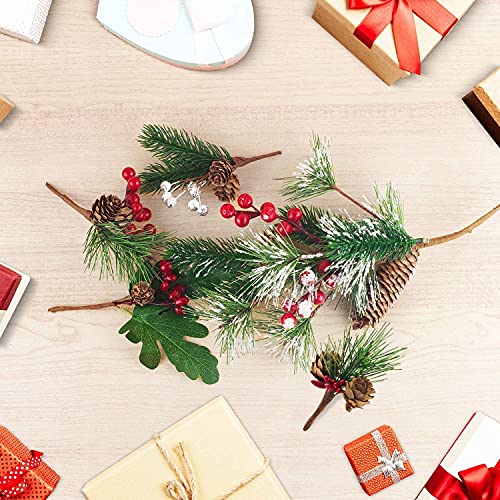Artificial Christmas Berry Picks - Assorted Red Berries, Pinecones & Holly for Holiday Decor