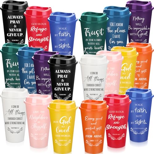 Skylety 40 Pack Christian Gift Cups with Lids, Multicolor 16 oz