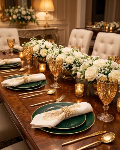 Green Disposable Plates Set - 200PCS Includes 10-Inch Dinner & 7-Inch Dessert Plates for Christmas