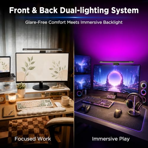 Quntis RGB Backlight Monitor Light Bar 15.7 Inch Eye Care Dual Light for Gaming & Work