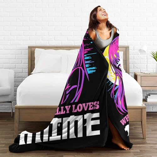 Just A Girl Who Loves Anime Throw Blanket 60x80 Soft Fleece Plush Bedding Gift