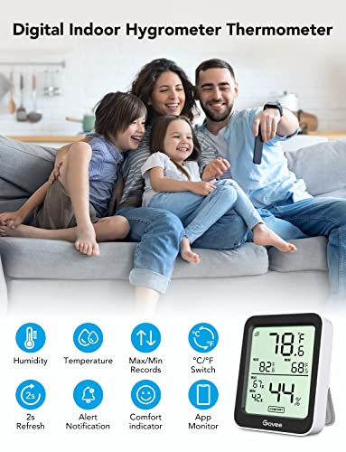 Govee Indoor Hygrometer Thermometer 3-Pack Black with Bluetooth App Control