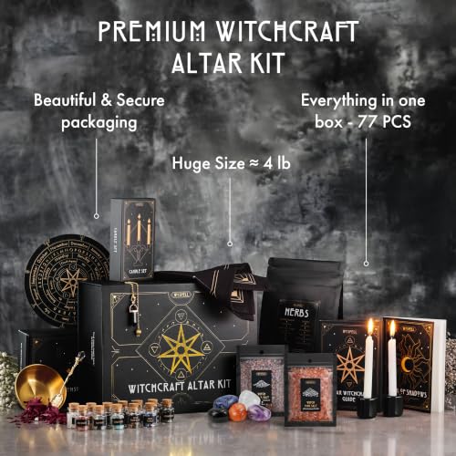 Large Witchcraft Kit - 77 PCS Altar Spell Set - Witchy Gifts & Supplies - Variation of 77PCS Altar Witchcraft Kit