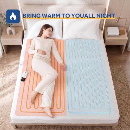Sealy Queen Size Heated Mattress Pad 60x80 with Dual Zones & Adjustable Temp