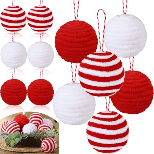 Syhood Red and White Peppermint Christmas Ornaments, 12 pcs 2.36''
