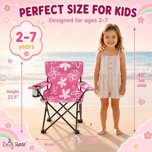 Kids Folding Camping Chair with Cup Holder - Lightweight Outdoor Seat for Toddlers