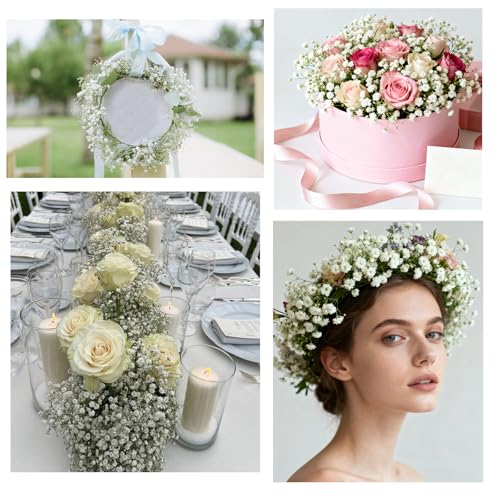 Cherica White Baby’s Breath Artificial Flowers 100Pcs - Real Touch Wedding Decor