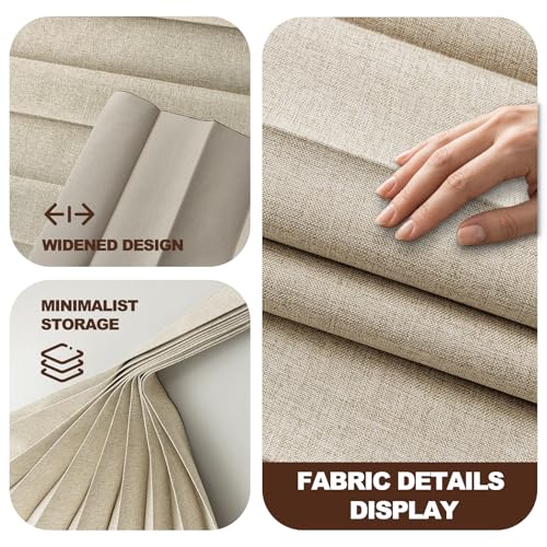 Jilron Accordion Room Divider with Ceiling Track - Beige 180" W x 84" L, Retractable Partition