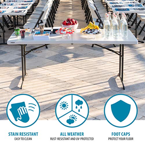 Lifetime 6-Foot Commercial Fold-in-Half Table - Almond, Indoor/Outdoor, Heavy Duty