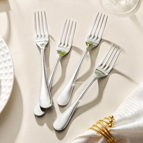 12-Piece Dinner Fork Set - 8-Inch Teardrop Stainless Steel Cutlery - Variation of THIS listing