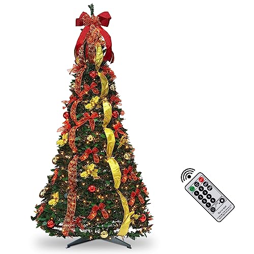 6.5FT Prelit Pop Up Christmas Tree with Lights and Remote, Fully
