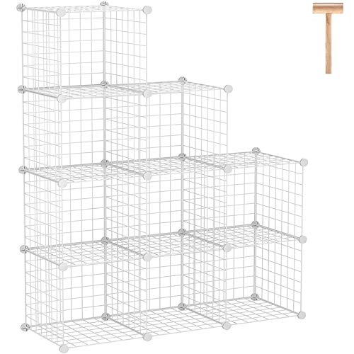 White 9-Cube Wire Storage Organizer - Modular Metal Shelving for Home & Office