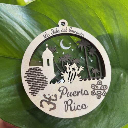 BEETHIS Pr 3 Layers Boricua Puerto Rico Ornament 2026 - Wood & Acrylic, 4in - Xmas Keepsake for Men Women
