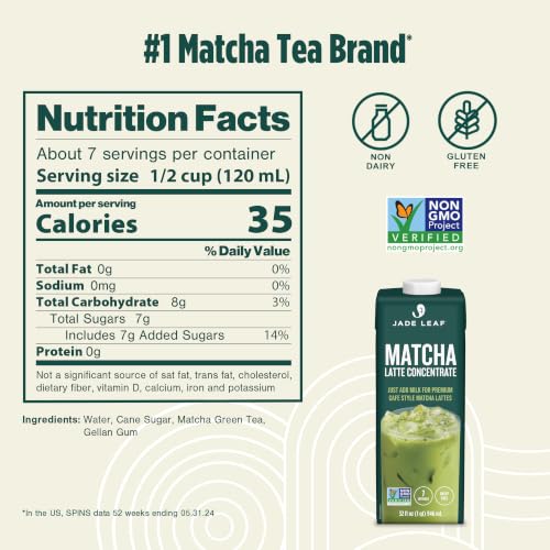 Matcha Latte Concentrate Pack of 6 - 32oz Organic Green Tea Superfood