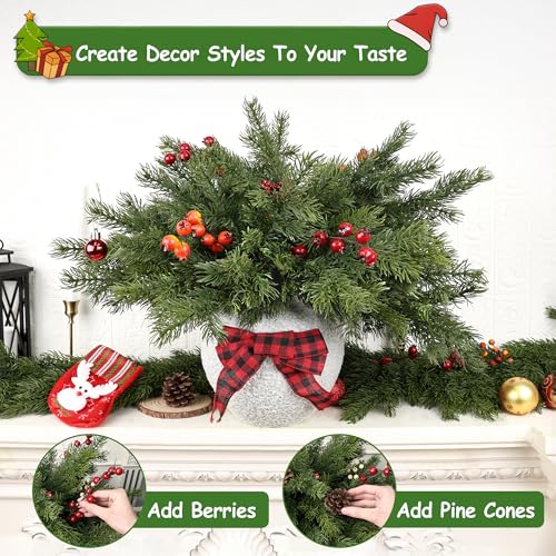6 Pcs Christmas Pine Branches - 18" Realistic Greenery Stems - Artgar