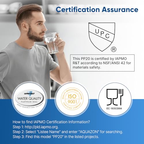 PUREPLUS 20x2.5 Inch 5 Micron Sediment Water Filter Cartridge Pack of 4