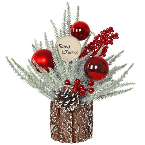 Demiuko Mini Christmas Tree with Ball Decoration, Tabletop Holiday Centerpiece