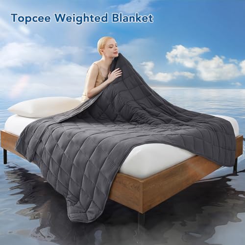 Topcee Dark Grey Weighted Blanket 20lbs 60x80 Queen Breathable Microfiber