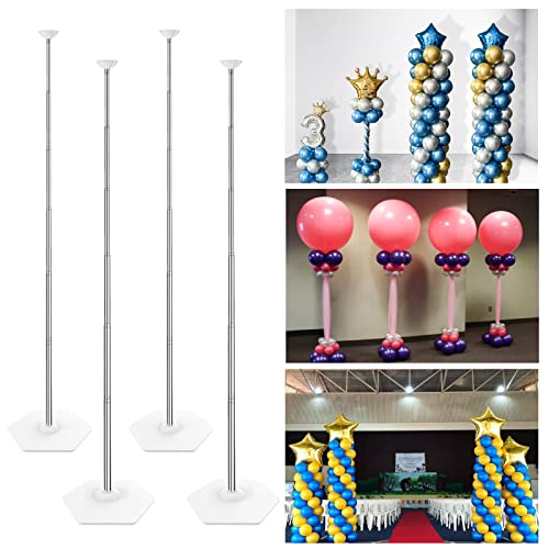YALLOVE Set of 4 Adjustable Balloon Column Stands - 7 Feet Reusable Metal Tower for Parties