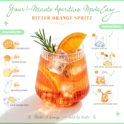 Clear Disposable Plastic Wine Glasses 14 oz, 40 Pack - Stemless Cocktail & Spritz Glasses