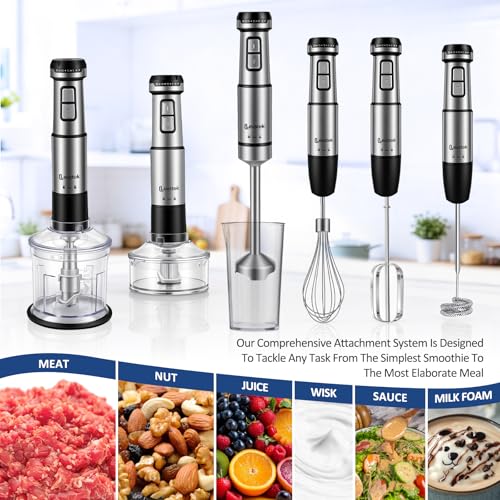 Levstek 1200W Hand Blender Set with 7 Accessories – Immersion Stick Blender for Smoothies, Soups, and More