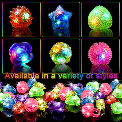 150 Pcs Light Up Glow Rings Set - Flashing LED Party Favors for Kids & Adults