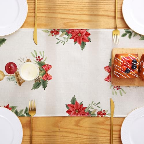 Aqrbeci Christmas Gnomes Table Runner 13x72 Inch with Gnomes - Holiday Kitchen Decor
