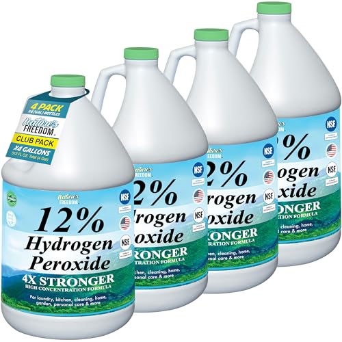 Nature's Freedom 12% Food Grade Hydrogen Peroxide Solution, 4 Gallons, Pack of 4