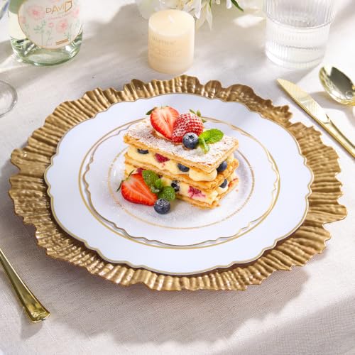 Gold Reef Plastic Charger Plates 13 Inch - Pack of 50, Coral Gold Variation