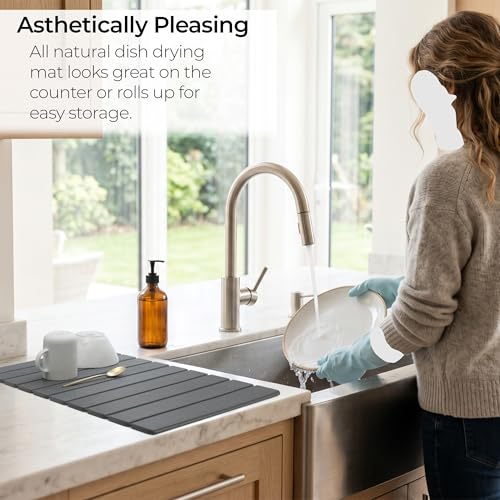 Large Stone Dish Drying Mat for Kitchen Counter - Water Absorbing, Foldable
