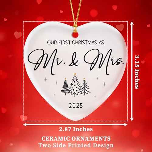 Wedding Gifts for Couples 2025,First Christmas Married Ornament 2025 Mr and Mrs Gifts,Bridal Shower Gift,Just Married Gift for Newlywed Couple Bride