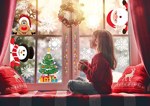 Christmas Window Stickers 8 Sheets 262PCS Static Clings Holiday Decorations