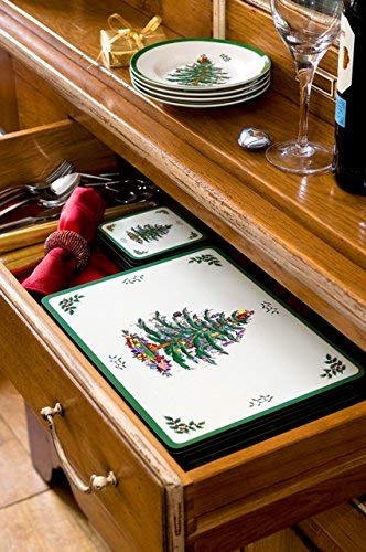 Pimpernel Christmas Tree Cork-Backed Placemats - Set of 4 | Holiday Table Decor