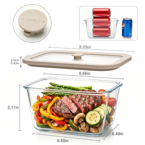 Encheng 2 Pack 82oz Glass Food Storage Containers with Airtight Lids