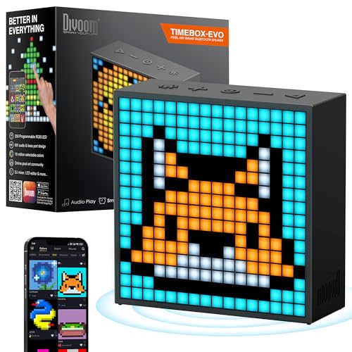 Small Pixel Art Bluetooth Speaker with LED Display - Portable Alarm Clock & Gaming Decor