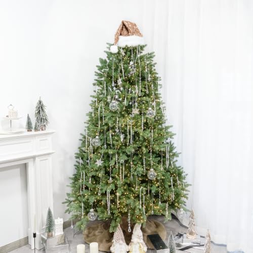 Hismir Champagne Bronze Christmas Tree Topper Glitter Hat - 17x12 Inches, Large