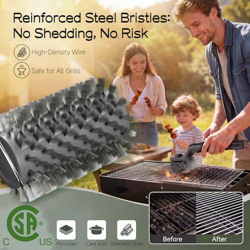 Drayvorx Black Electric Grill Brush with 3-Speed Modes & Steam Cleaning