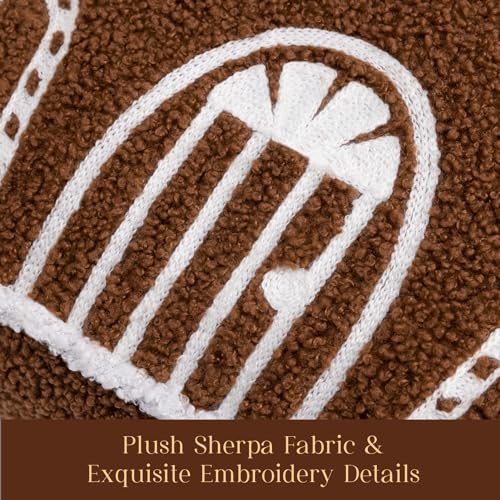 Gingerbread House Throw Pillow, 12x13, Phantoscope Coffee – Plush Teddy/Faux Rabbit Fur Roof