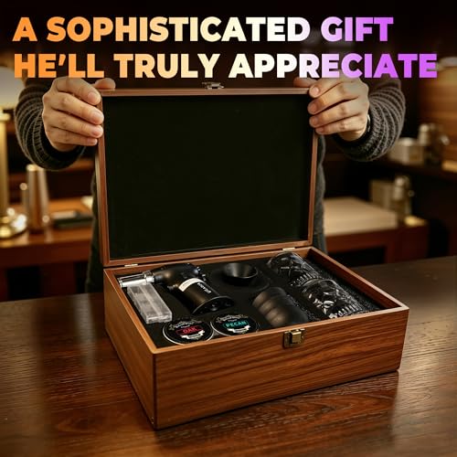 Walnut Old Fashioned Whiskey Smoker Kit with Wooden Gift Box - Premium Bar Accessory