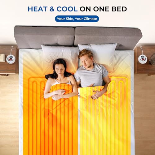 VALUXE King Size Quilted Heated Mattress Pad with 12 Heat Settings & Dual Controls - Electric Bed Warmer