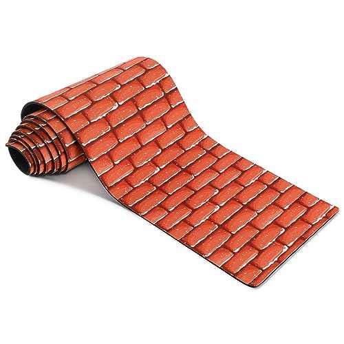 Christmas Village Accessories Village Roads and Streets Snow Mat Christmas Cobblestone Road Snow Brick Mat for Christmas Village Landscape, 4.7 x 47.2 Inch (Red Brick,1 Piece)