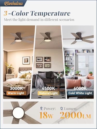 Fanbulous 42 Inch Modern Ceiling Fan with Light Remote Control, Flush Mount