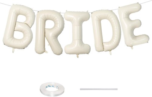 BRIDE 40-Inch Beige Balloons - Elegant Mylar Foil Banner for Bridal Shower & Engagement Party Decor