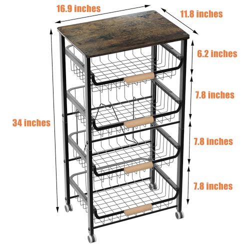 Black 5-Layer Fruit & Food Organizer Rack - Stackable Kitchen Storage