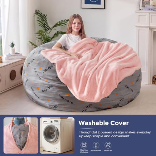 Pink 4FT Bean Bag Chair with Supportive Foam - Cozy Faux Fur Sofa