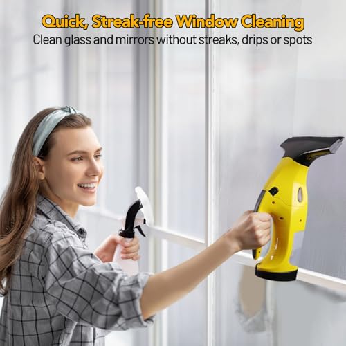 Rechargeable Window Vacuum Cleaner with 11in & 6.7in Squeegee Blades – Cordless Glass & Shower Cleaning