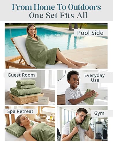 Casa Platino 18-Piece Bathroom Towel Set - Oil Green, Soft Absorbent
