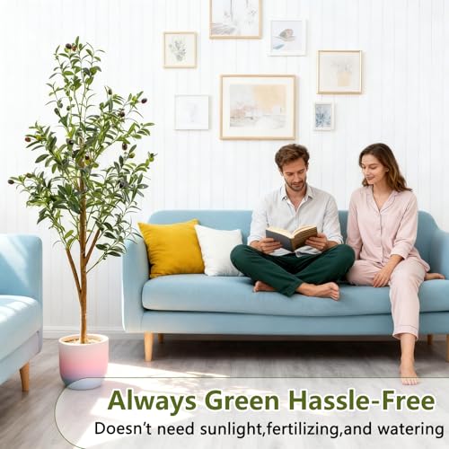 4Ft Artificial Olive Tree with Moss & Basket - Indoor Faux Tree, Realistic Greenery