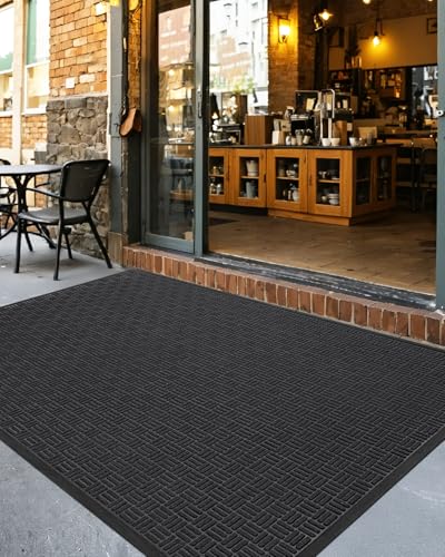 DEXI Maze Black Outdoor Entrance Door Mat 48x72 Rubber Doormat