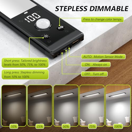 Wireless Under Cabinet Lights 6-Pack 10 Inch with Digital Battery Display